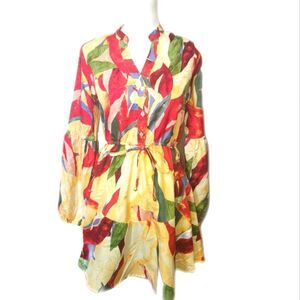 Live 4 Truth Bright Tropical Floral Long Sleeved Mini Dress, Small